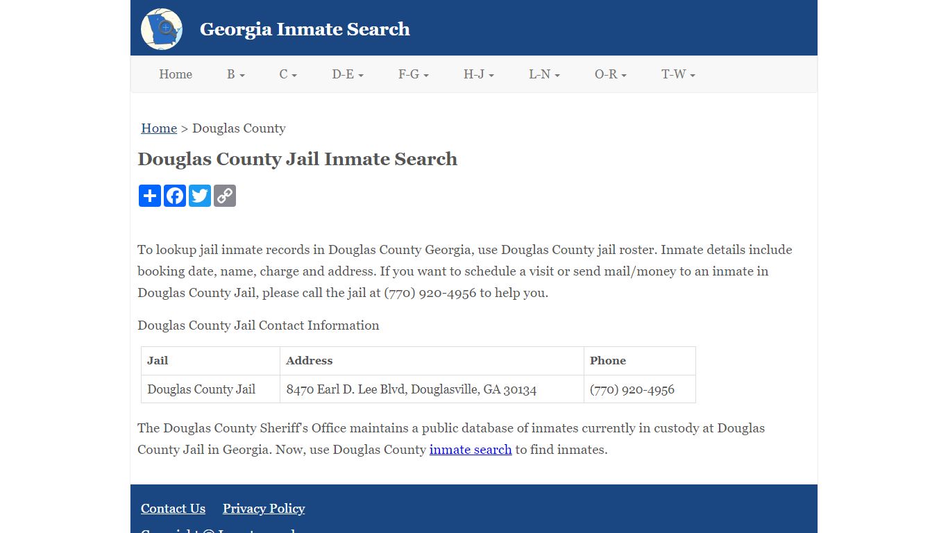 Douglas County Jail Inmate Search